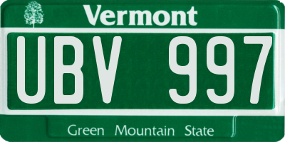 VT license plate UBV997