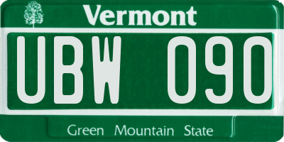 VT license plate UBW090