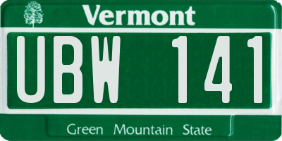 VT license plate UBW141