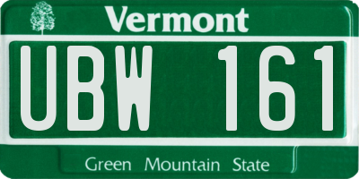VT license plate UBW161
