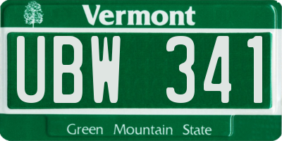 VT license plate UBW341