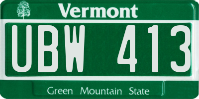 VT license plate UBW413
