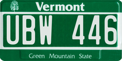 VT license plate UBW446