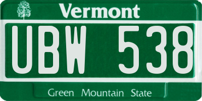 VT license plate UBW538