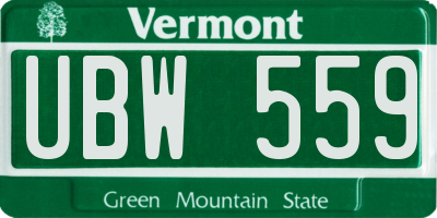 VT license plate UBW559