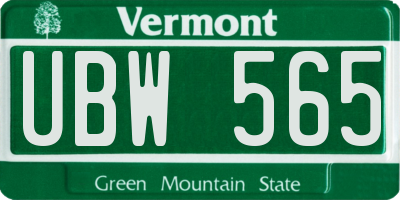 VT license plate UBW565
