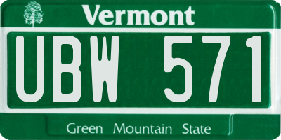VT license plate UBW571