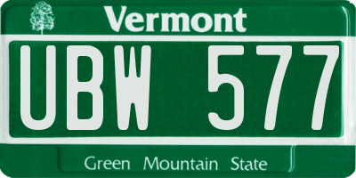 VT license plate UBW577