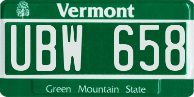 VT license plate UBW658
