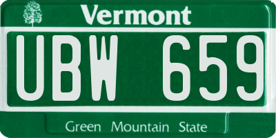 VT license plate UBW659