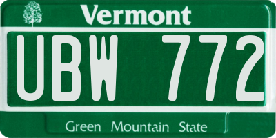 VT license plate UBW772