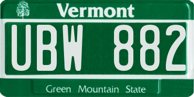 VT license plate UBW882