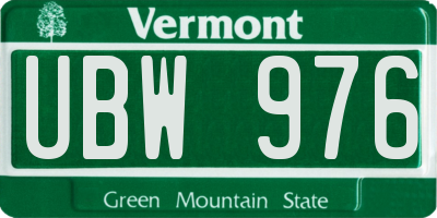 VT license plate UBW976