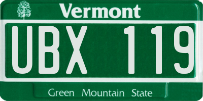 VT license plate UBX119