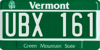 VT license plate UBX161
