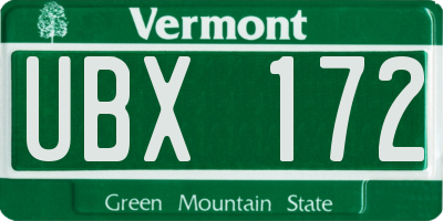 VT license plate UBX172