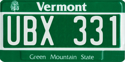 VT license plate UBX331