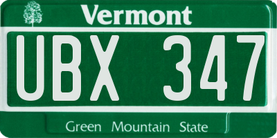 VT license plate UBX347