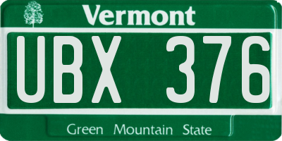 VT license plate UBX376