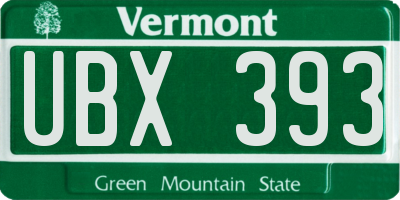 VT license plate UBX393