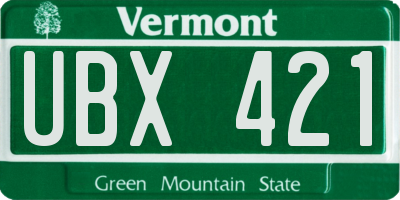 VT license plate UBX421