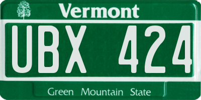 VT license plate UBX424