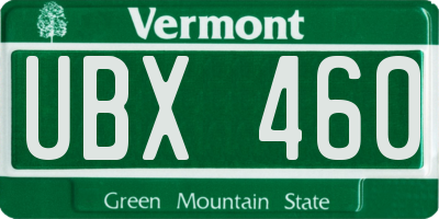 VT license plate UBX460