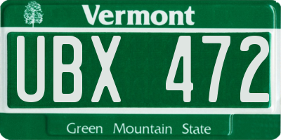 VT license plate UBX472