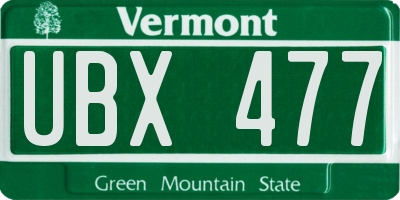 VT license plate UBX477