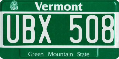 VT license plate UBX508