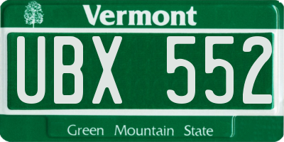 VT license plate UBX552