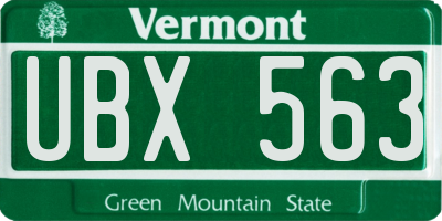 VT license plate UBX563