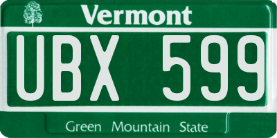 VT license plate UBX599