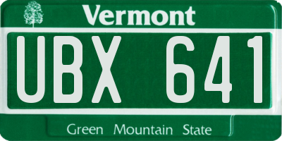 VT license plate UBX641
