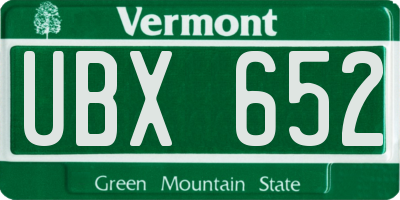 VT license plate UBX652