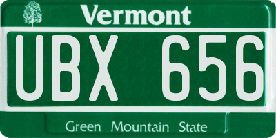 VT license plate UBX656