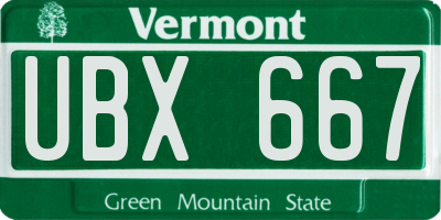 VT license plate UBX667