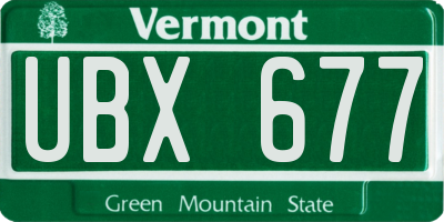 VT license plate UBX677