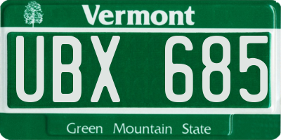 VT license plate UBX685