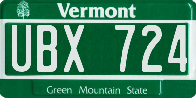 VT license plate UBX724