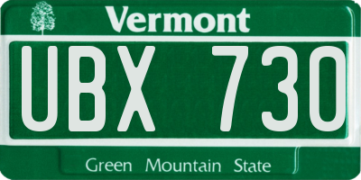 VT license plate UBX730