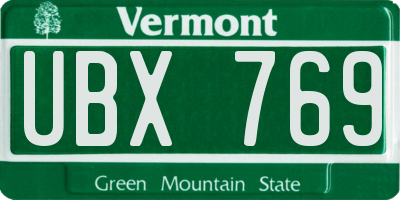 VT license plate UBX769