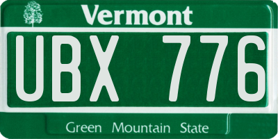 VT license plate UBX776