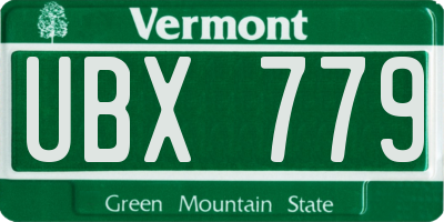 VT license plate UBX779