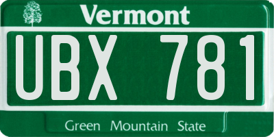 VT license plate UBX781