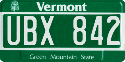 VT license plate UBX842