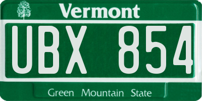 VT license plate UBX854