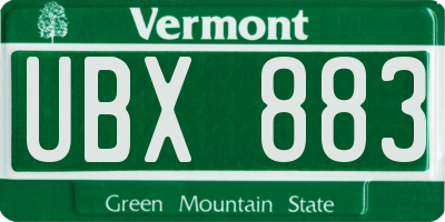 VT license plate UBX883