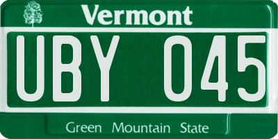VT license plate UBY045