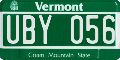 VT license plate UBY056